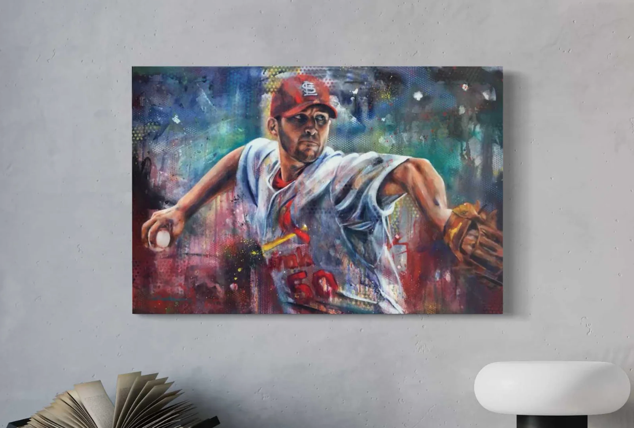 Gift idea for father's day is painting of Adam Wainwright of St Louis Cardinals