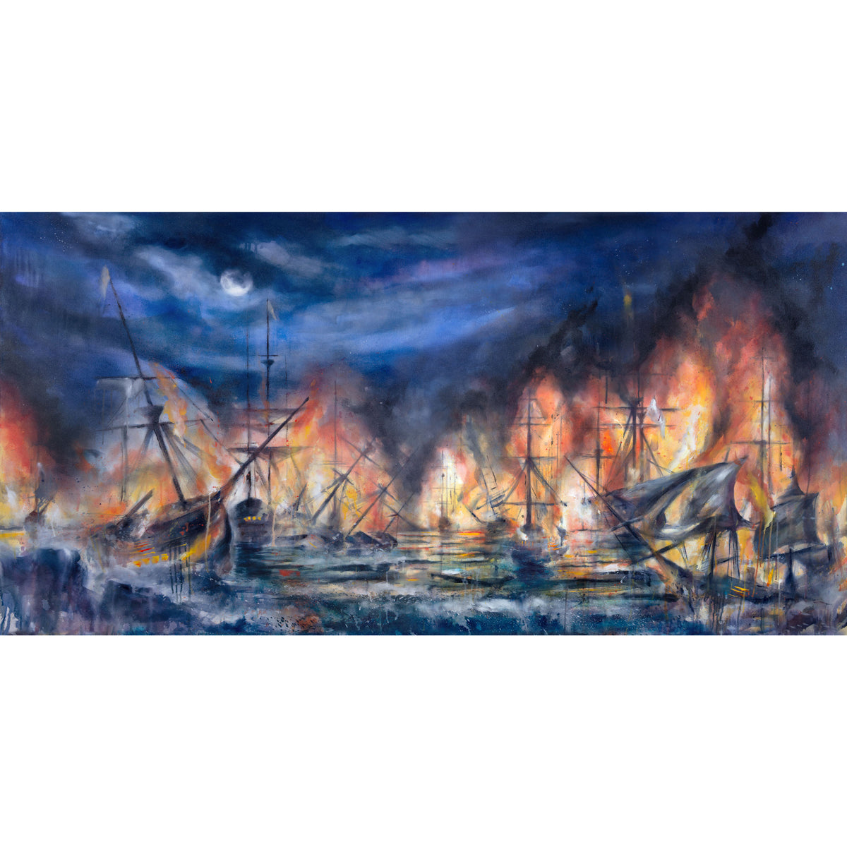 Burn the Boats Painting - Fine Art Print, Motivational Wall Art for Entrepreneurs, Athletes, Creators