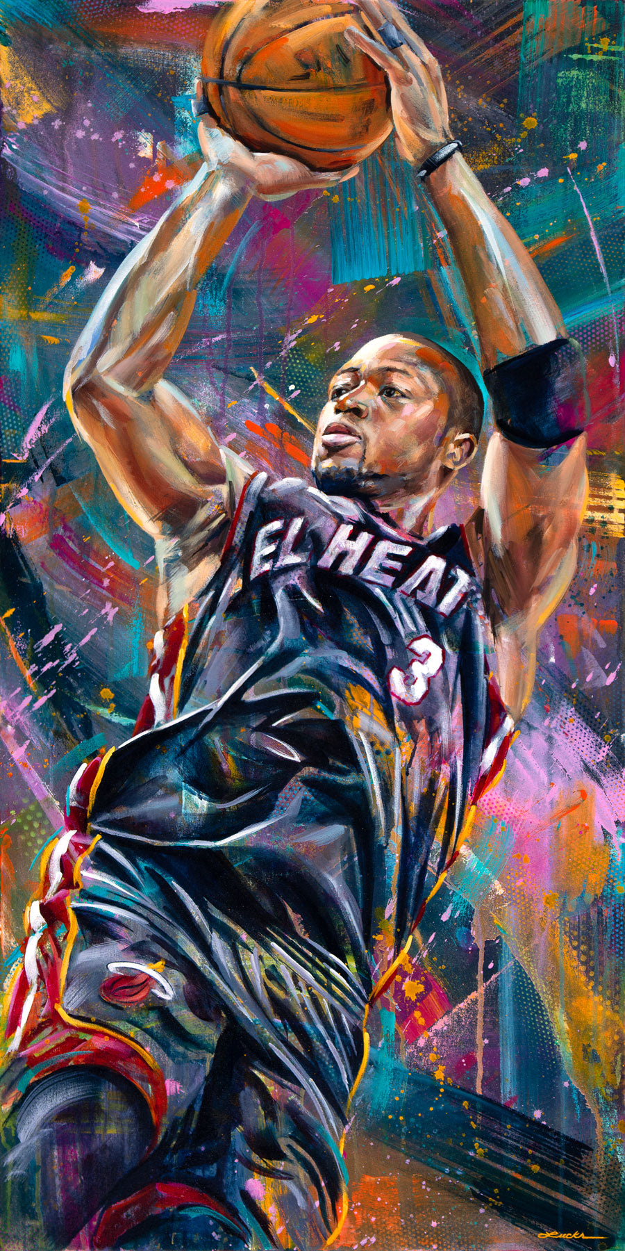 Framed Print of Dwyane Wade Painting by Kyle Lucks