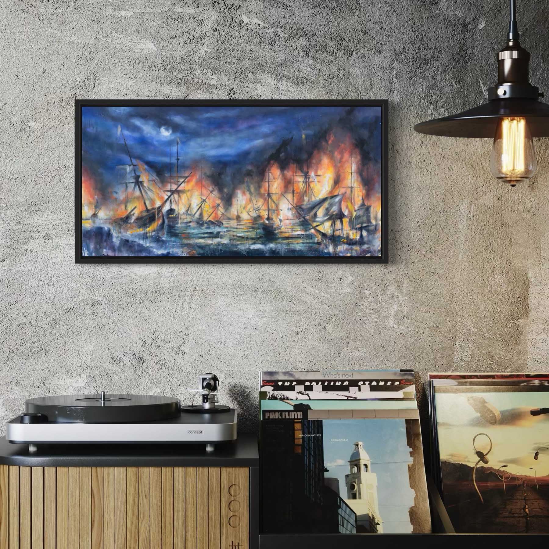 Burn the Boats Painting - Fine Art Print, Motivational Wall Art for Entrepreneurs, Athletes, Creators