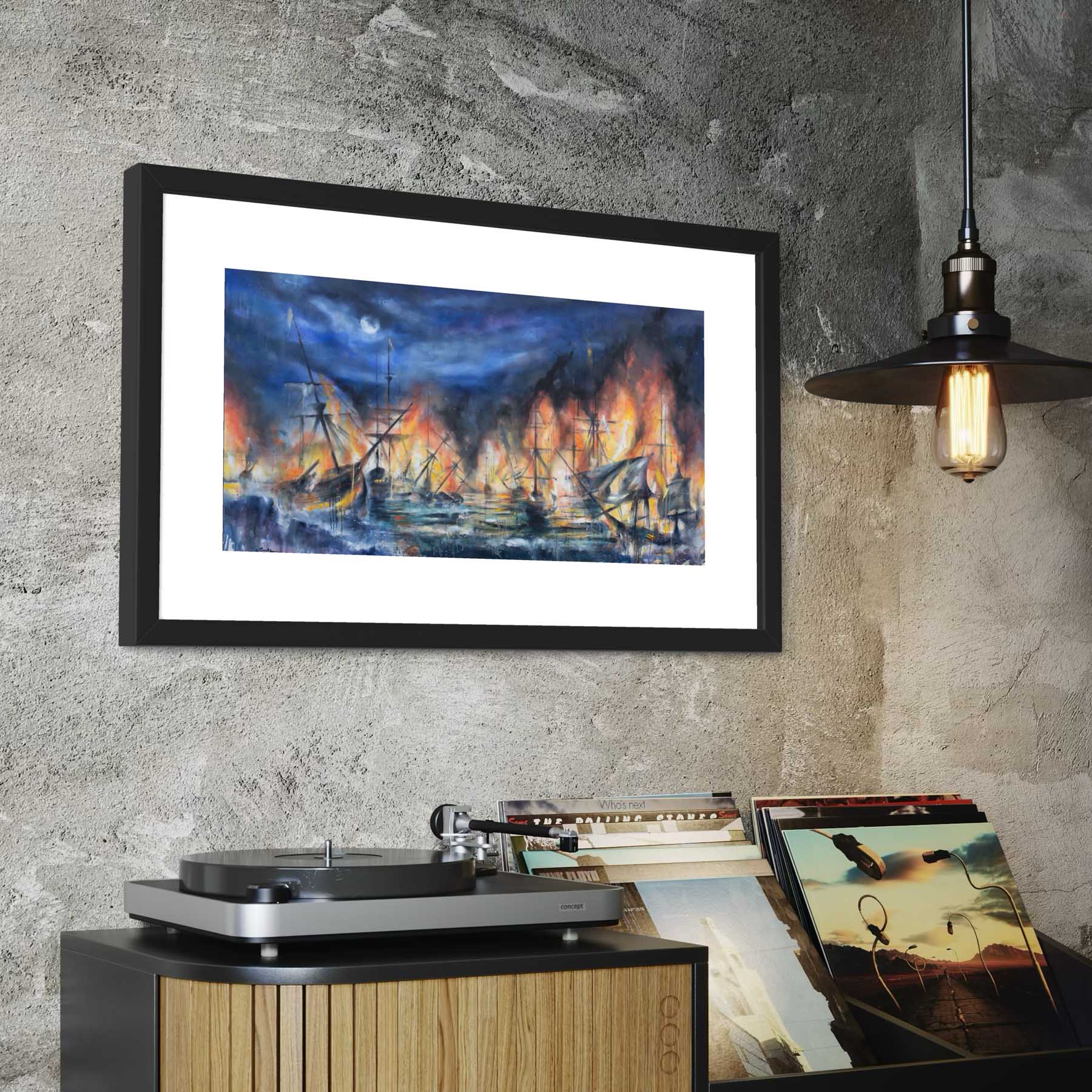 Burn the Boats Painting - Fine Art Print, Motivational Wall Art for Entrepreneurs, Athletes, Creators
