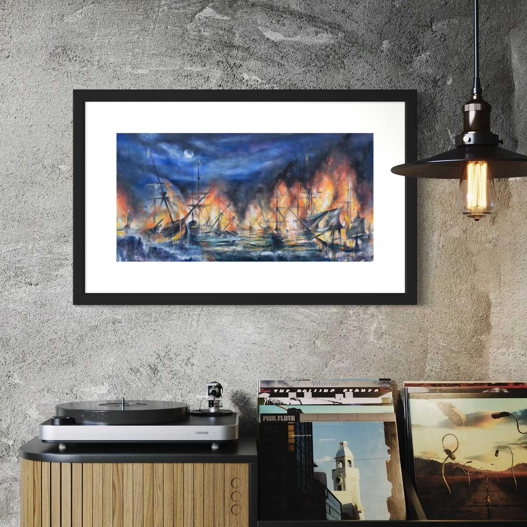 Burn the Boats Painting - Fine Art Print, Motivational Wall Art for Entrepreneurs, Athletes, Creators
