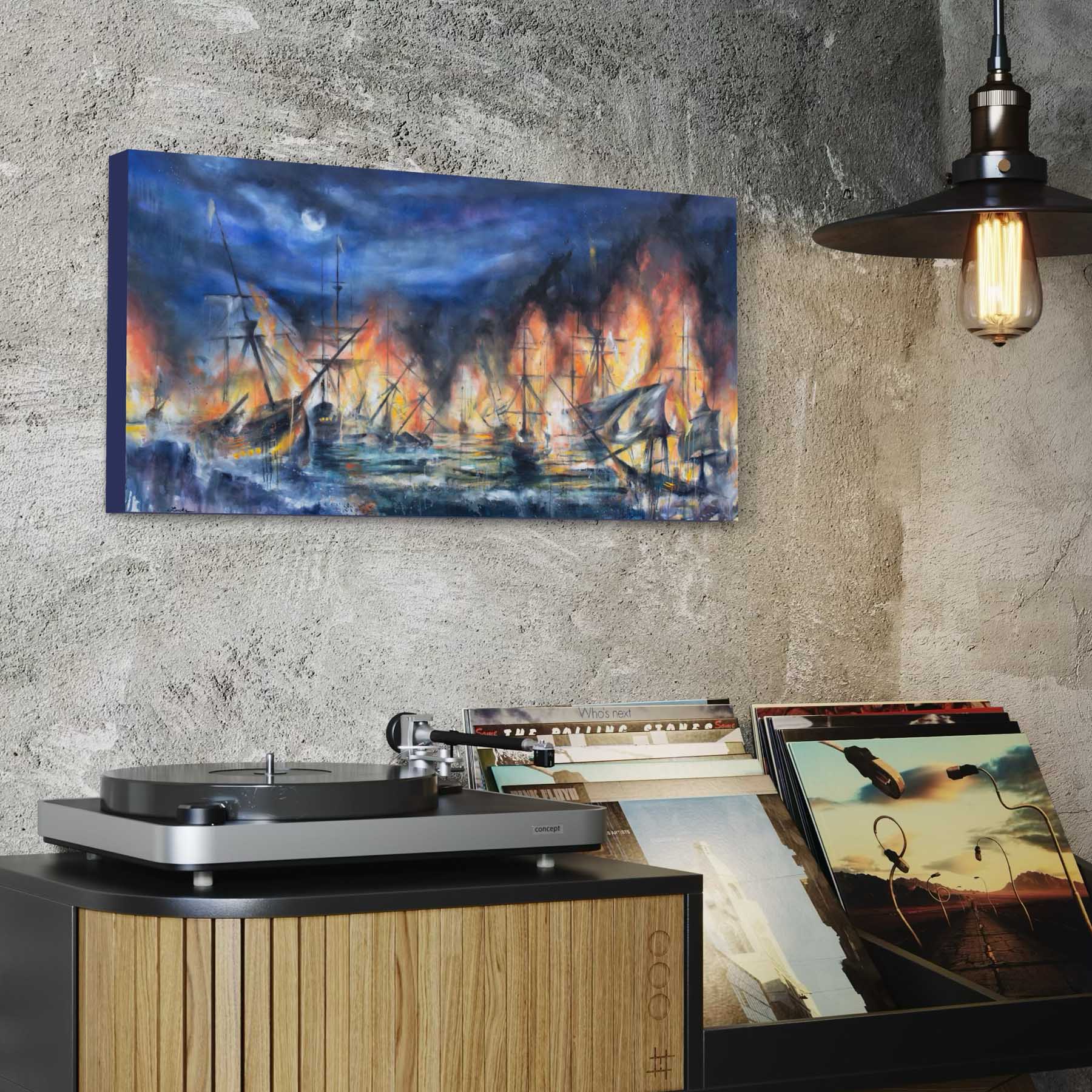 Burn the Boats Painting - Fine Art Print, Motivational Wall Art for Entrepreneurs, Athletes, Creators