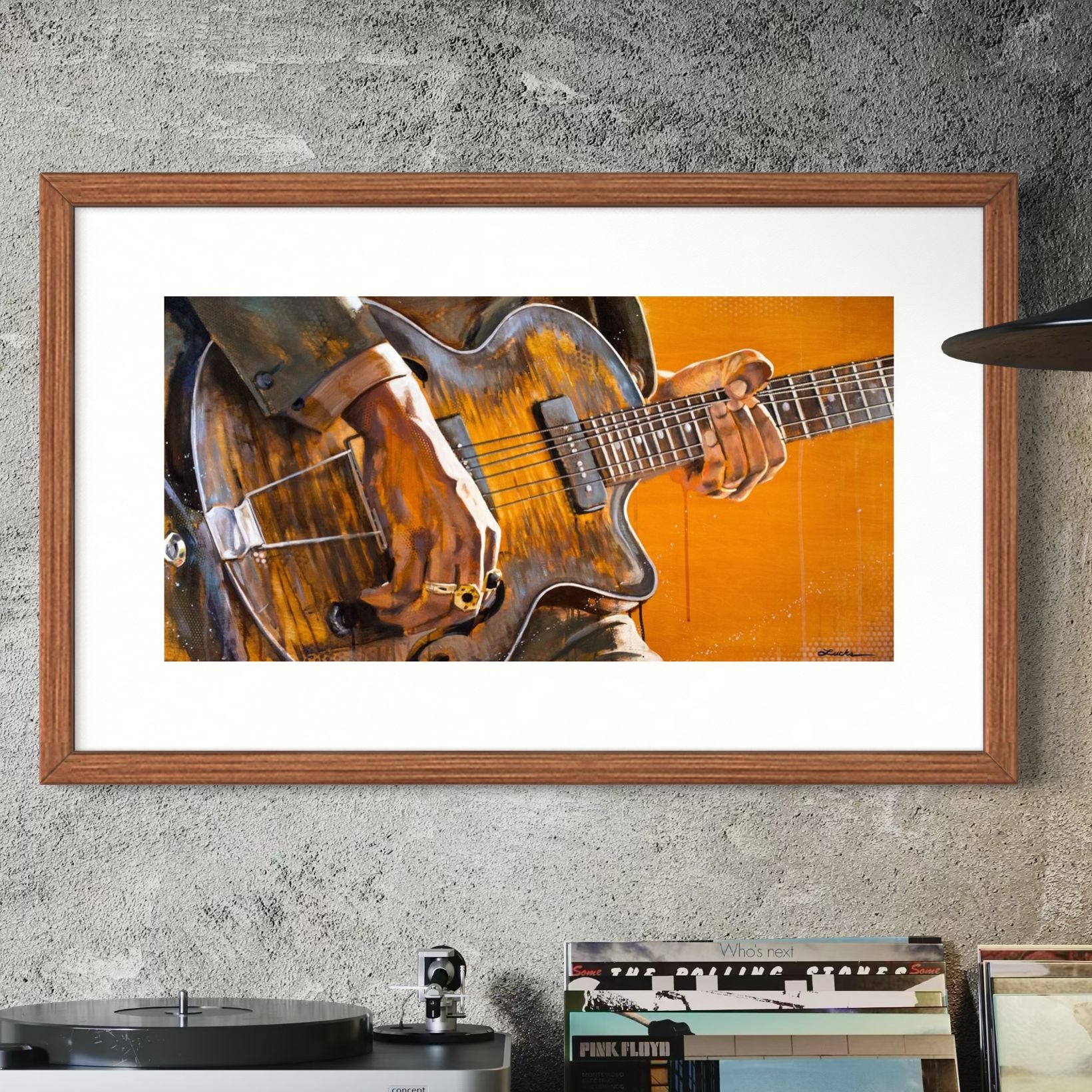 Blues guitarist Gary Clark Jr. by Kyle Lucks as a framed giclée fine art print, front view