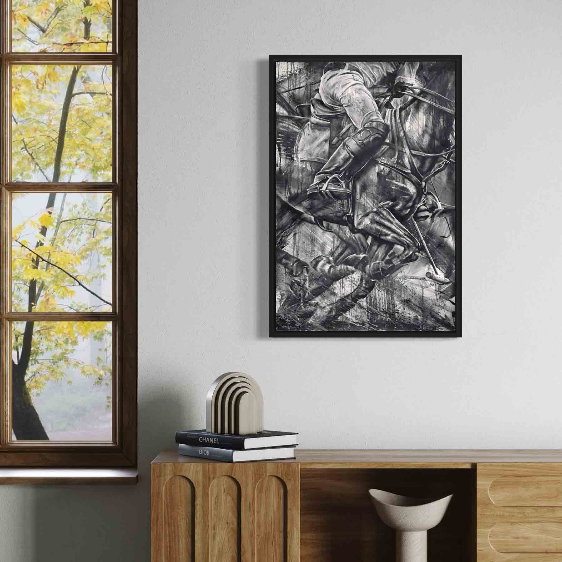 Nearside Strike - Framed, Canvas, or Unframed Art Print Polo Painting