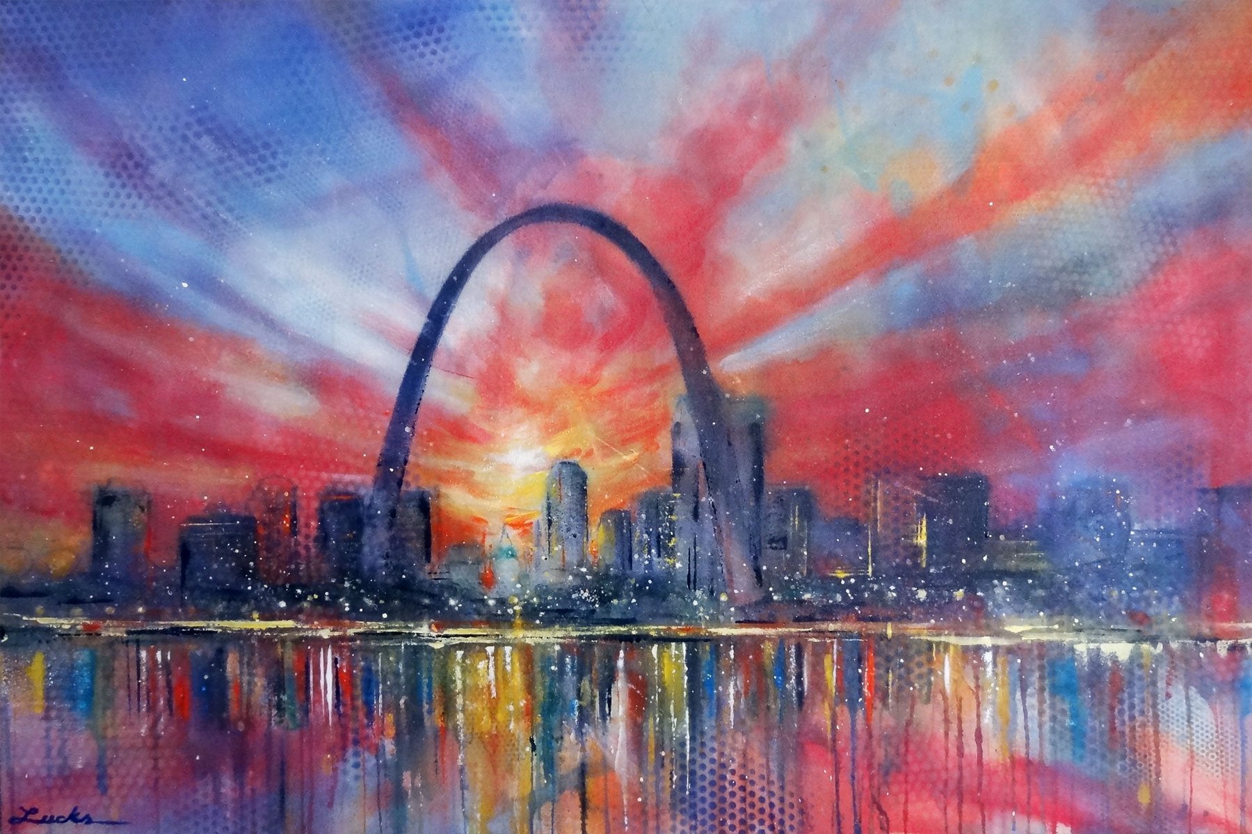 St Louis Arch painting - St Louis Skyline - by Anastasia Mak