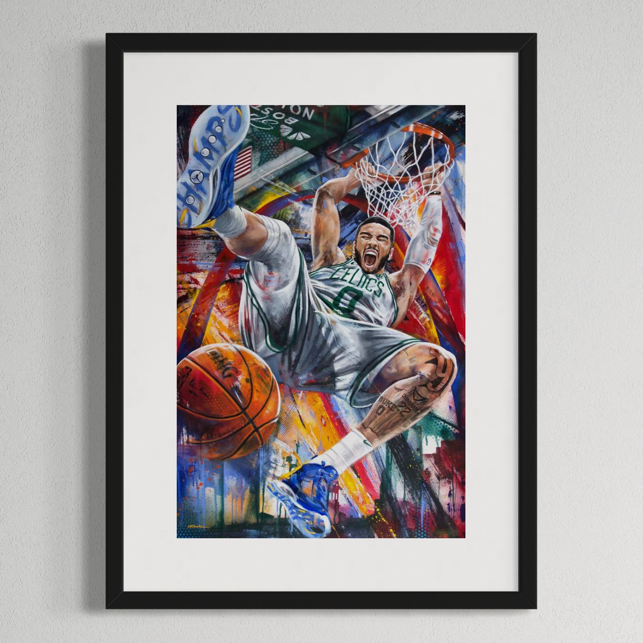Celtics star Jayson Tatum's St. Louis pride by Kyle Lucks as a framed giclée fine art print in a black frame, front view