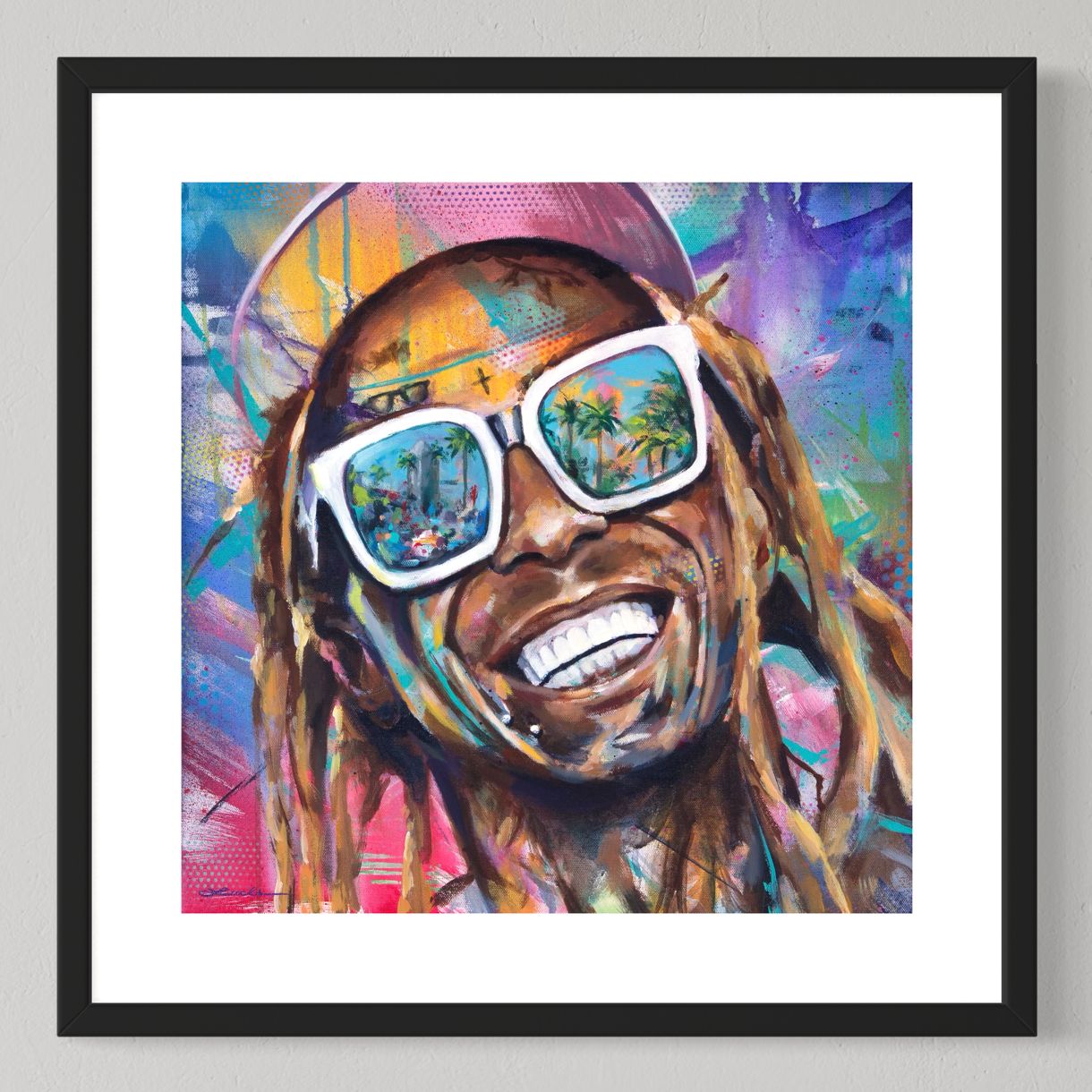 Rapper Lil Wayne at SunFest by Kyle Lucks as a framed giclée fine art print in a black frame, front view
