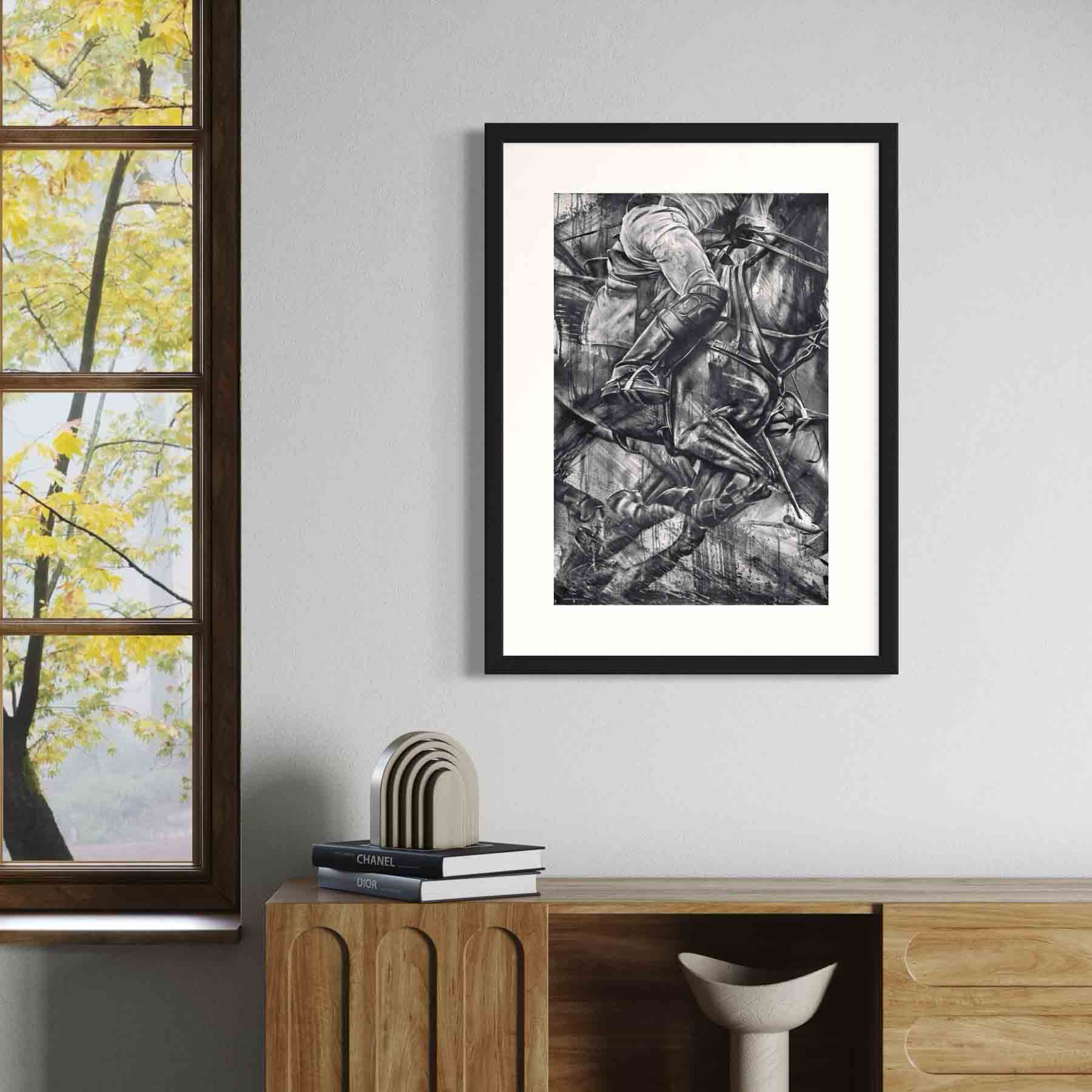 Nearside Strike - Framed, Canvas, or Unframed Art Print Polo Painting