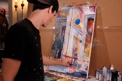 Time lapse video of Il Giornale original painting by Kyle Lucks of a well dressed Italian man reading newspaper in Florence, Italy